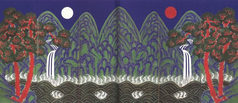 Irworobongdo (Sun, Moon and Five Peaks) by Unknown, 1800