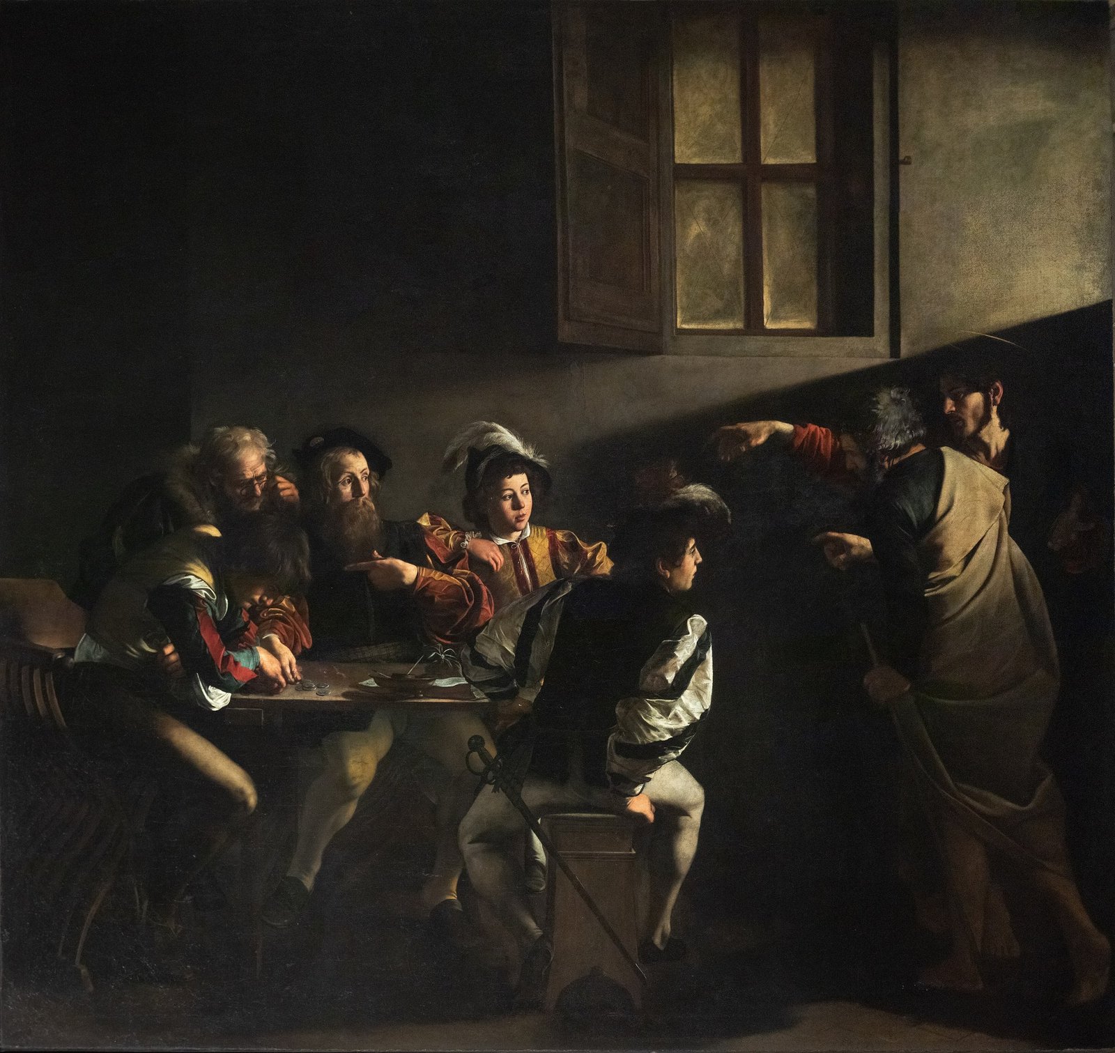 The Calling of Saint Matthew by Caravaggio, 1600